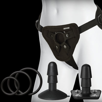 Набір для страпону Doc Johnson Vac-U-Lock Dual Density UltraSKYN Colors Set, діаметр 3х4,5 см