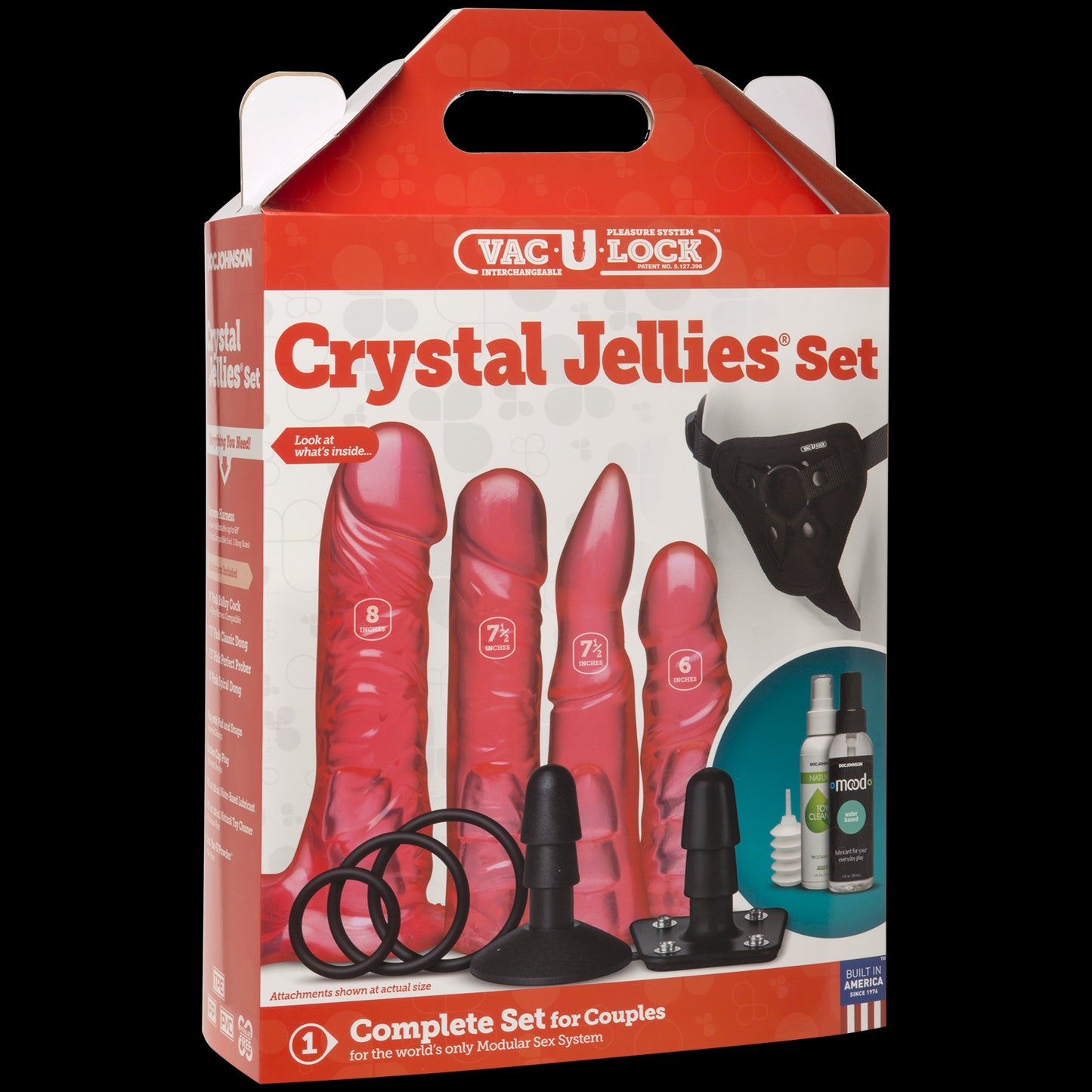 Набір для страпона Doc Johnson Vac-U-Lock Crystal Jellies Set, діаметр 3,8см, 2×4,5см, 5,1 см