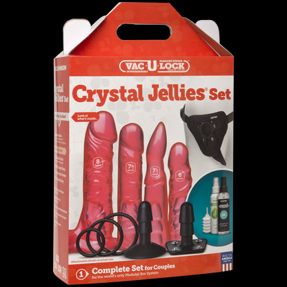 Набір для страпона Doc Johnson Vac-U-Lock Crystal Jellies Set, діаметр 3,8см, 2×4,5см, 5,1 см