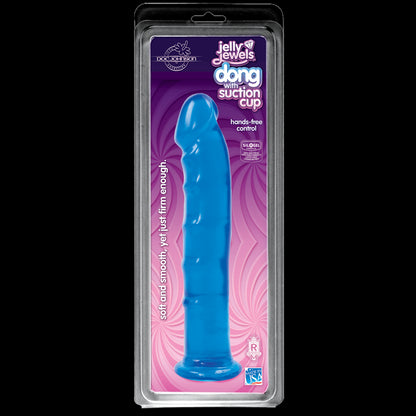 Фалоімітатор Doc Johnson Jelly Jewels Dong & Suction Cup Blue, діаметр 3,6 см, антибактеріальний ПВХ