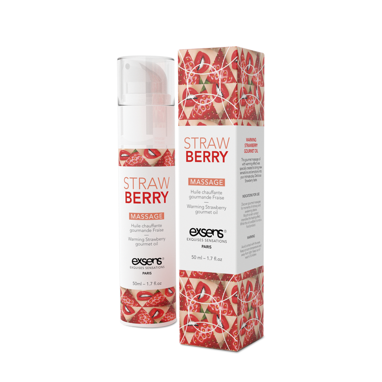 Масажна олія EXSENS Strawberry 50 мл розігрівальна, без цукру, без парабенів, їстівна