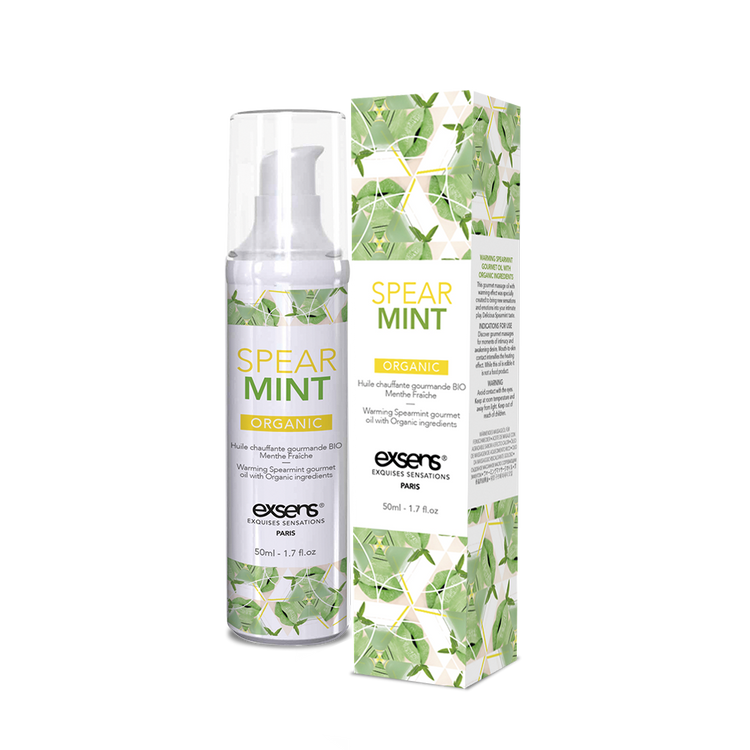 Масажна олія EXSENS Organic Spear Mint 50мл розігрівальна, без цукру, без парабенів, їстівна
