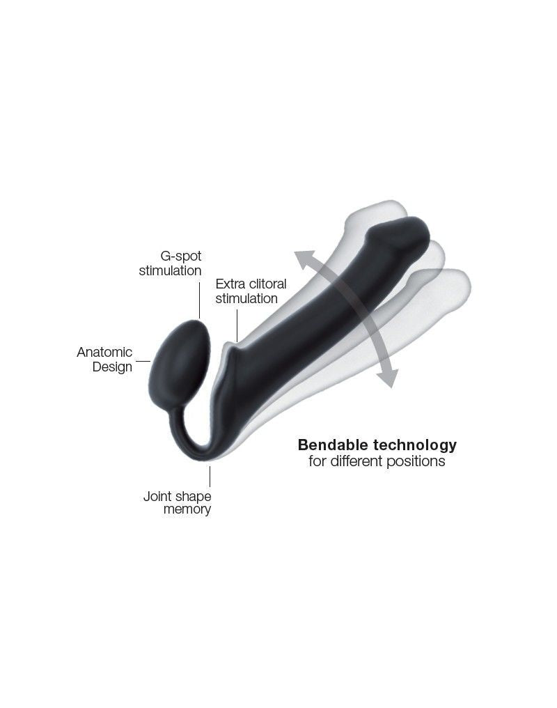 Безремінний страпон Strap-On-Me Black M, повністю регульований, діаметр 3,3 см