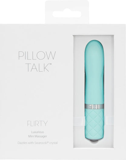 Розкішний вібратор PILLOW TALK - Flirty Teal з кристалом Сваровські, гнучка голівка