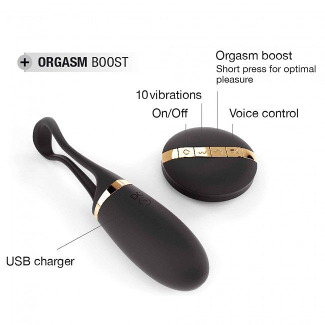 Віброяйце Dorcel Secret Delight Gold з пультом ДК, з турборежимом і голосовим керуванням