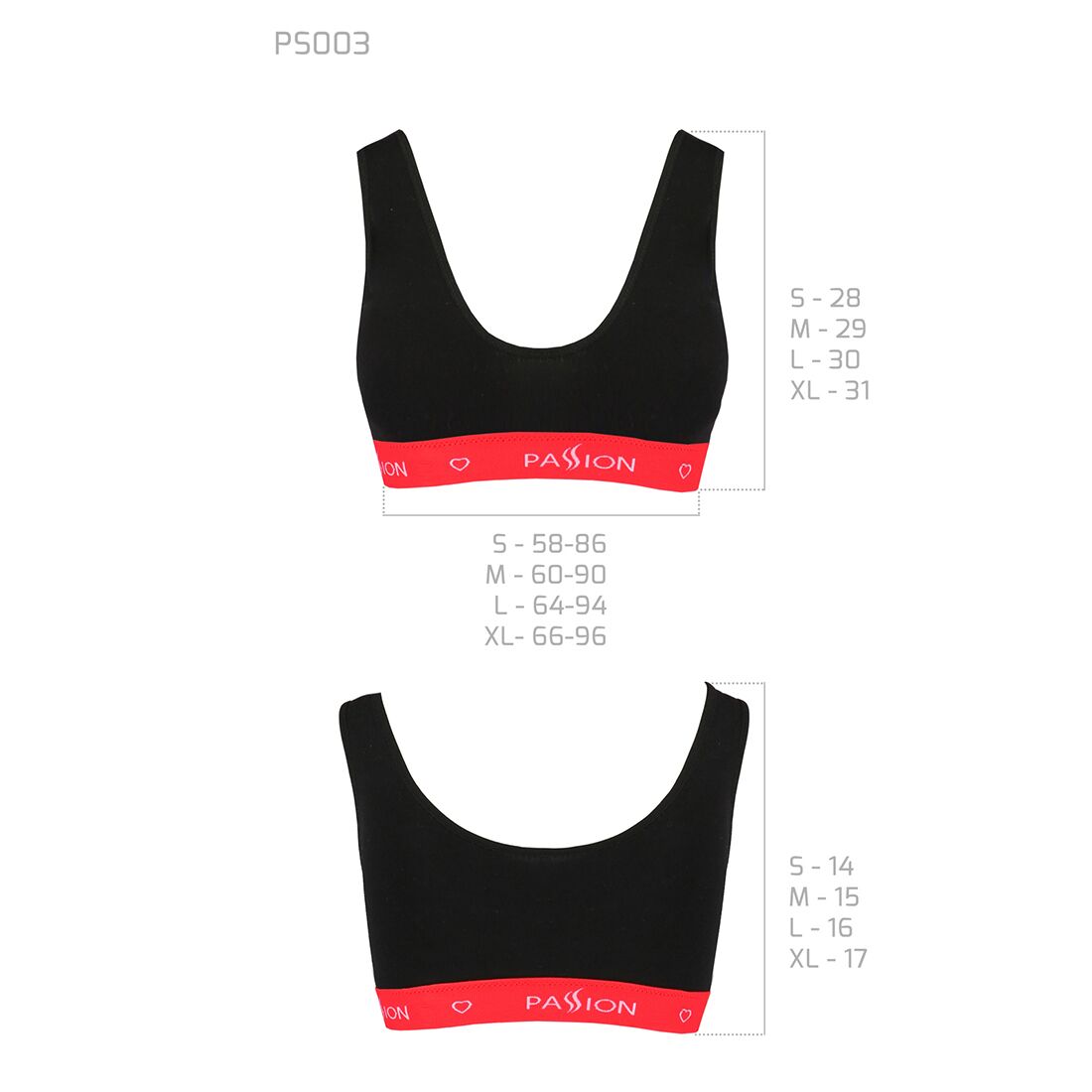 Спортивний топ на широких бретелях Passion PS003 TOP XL, black