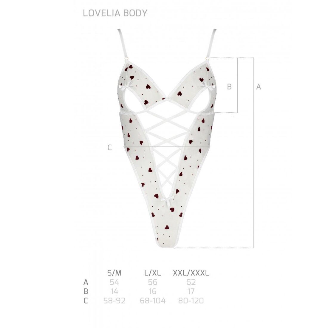 Еротичний боді з малюнком Passion LOVELIA BODY L/XL, white