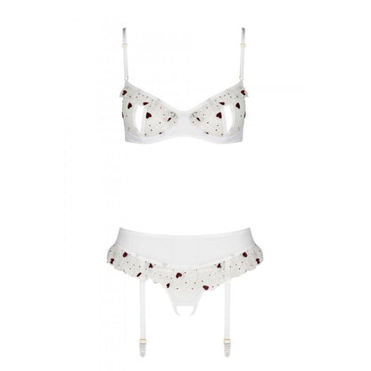Сексуальний комплект з поясом для панчіх Passion LOVELIA SET L/XL, white