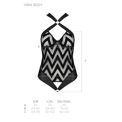 Сітчастий боді з халтером та ритмічним малюнком Passion Hima Body S/M, black