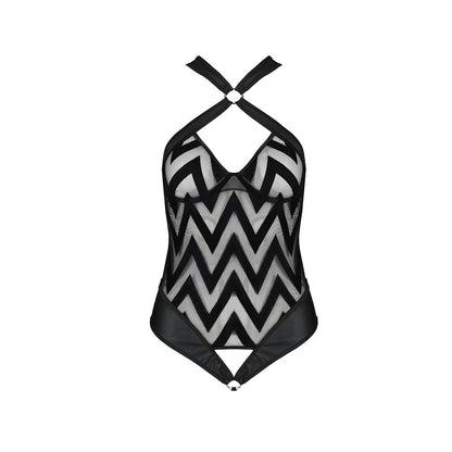 Сітчастий боді з халтером та ритмічним малюнком Passion Hima Body XXL/XXXL, black