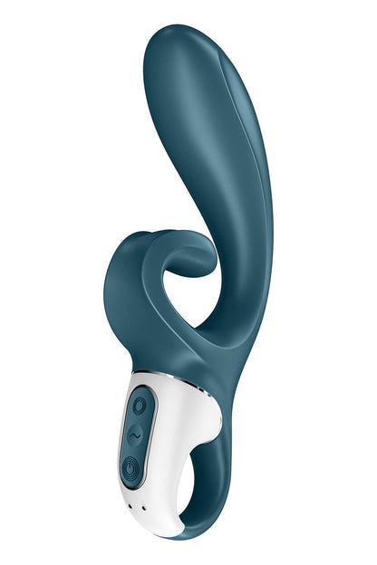Смарт вібратор-кролик Satisfyer Hug Me Bluegrey, 2 мотори, діаметр 4,2см, широка кліторальна частина