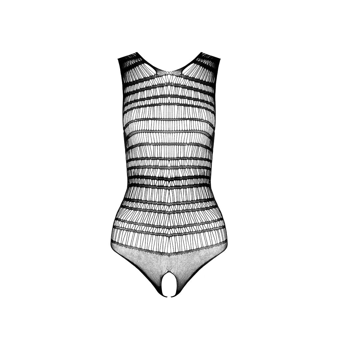 Бодістокінг з доступом Passion BS086 black, вертикальна сітка, виріз на спинці