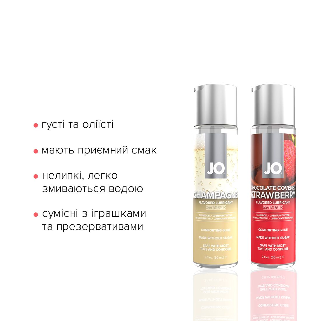 Набір лубрикантів JO Sweet&Bubbly — Champagne & Chocolate Covered Strawberry (2×60 мл)