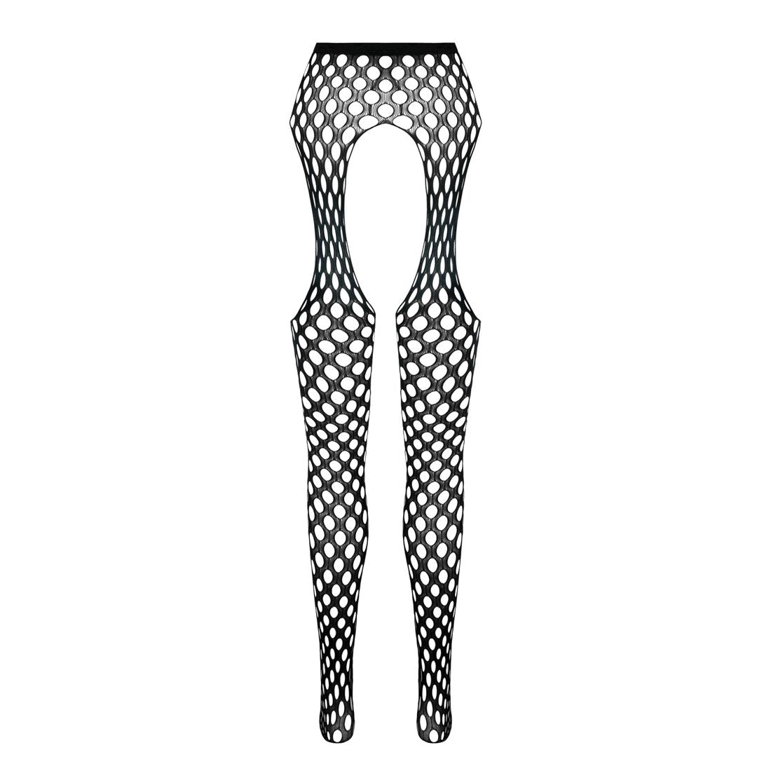 Еротичні колготки-бодістокінг Passion ECO S003 black, з доступом, імітація підв’язок