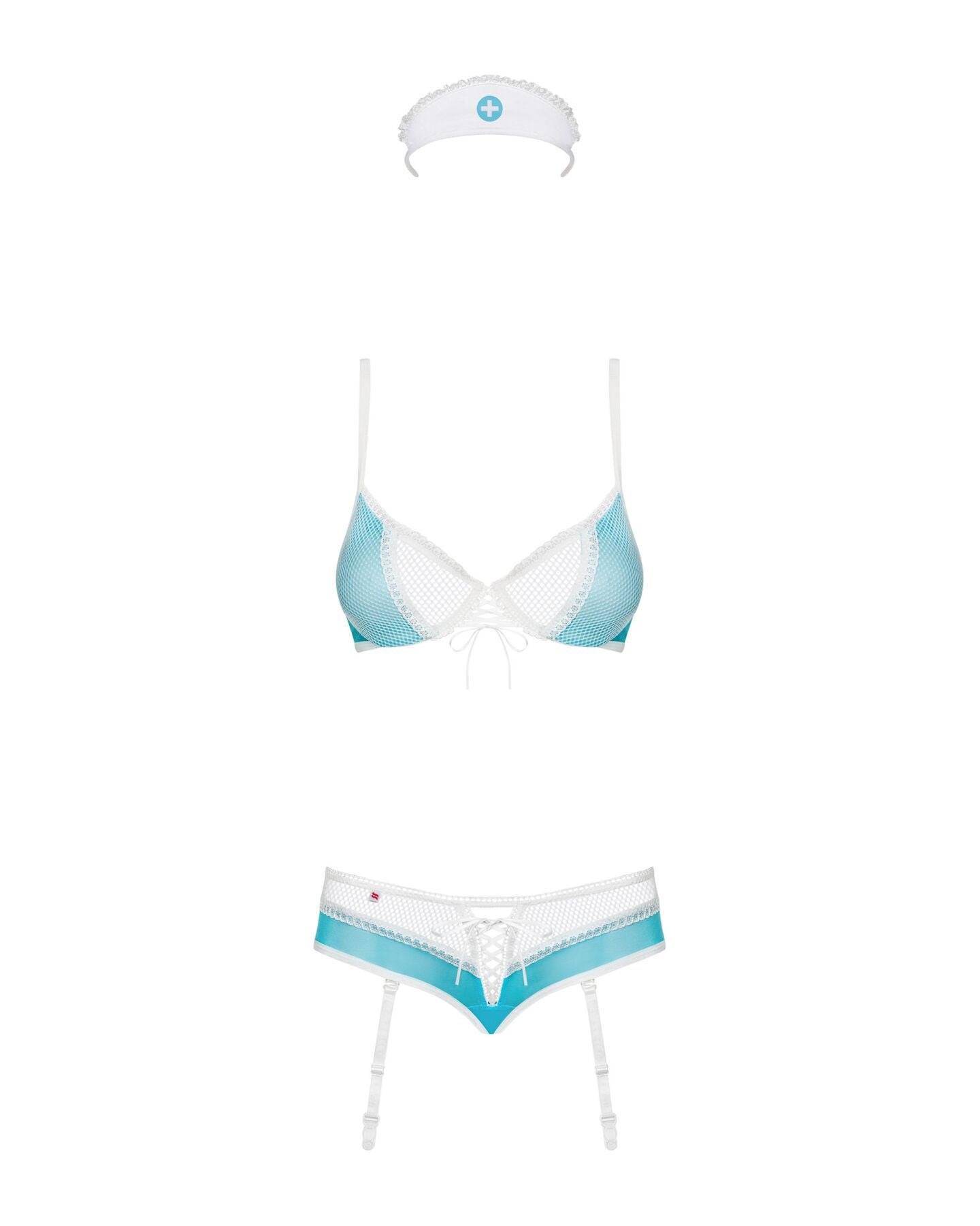 Еротичний костюм медсестри Obsessive 834-CST-6 L/XL, біло-блакитний