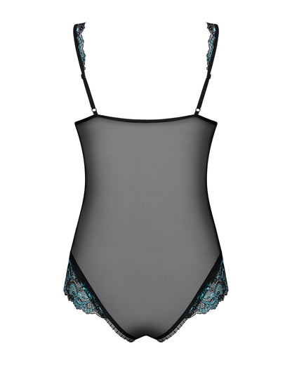 Сітчасте боді на кісточках Obsessive Amanta teddy S/M, чорне, з доступом