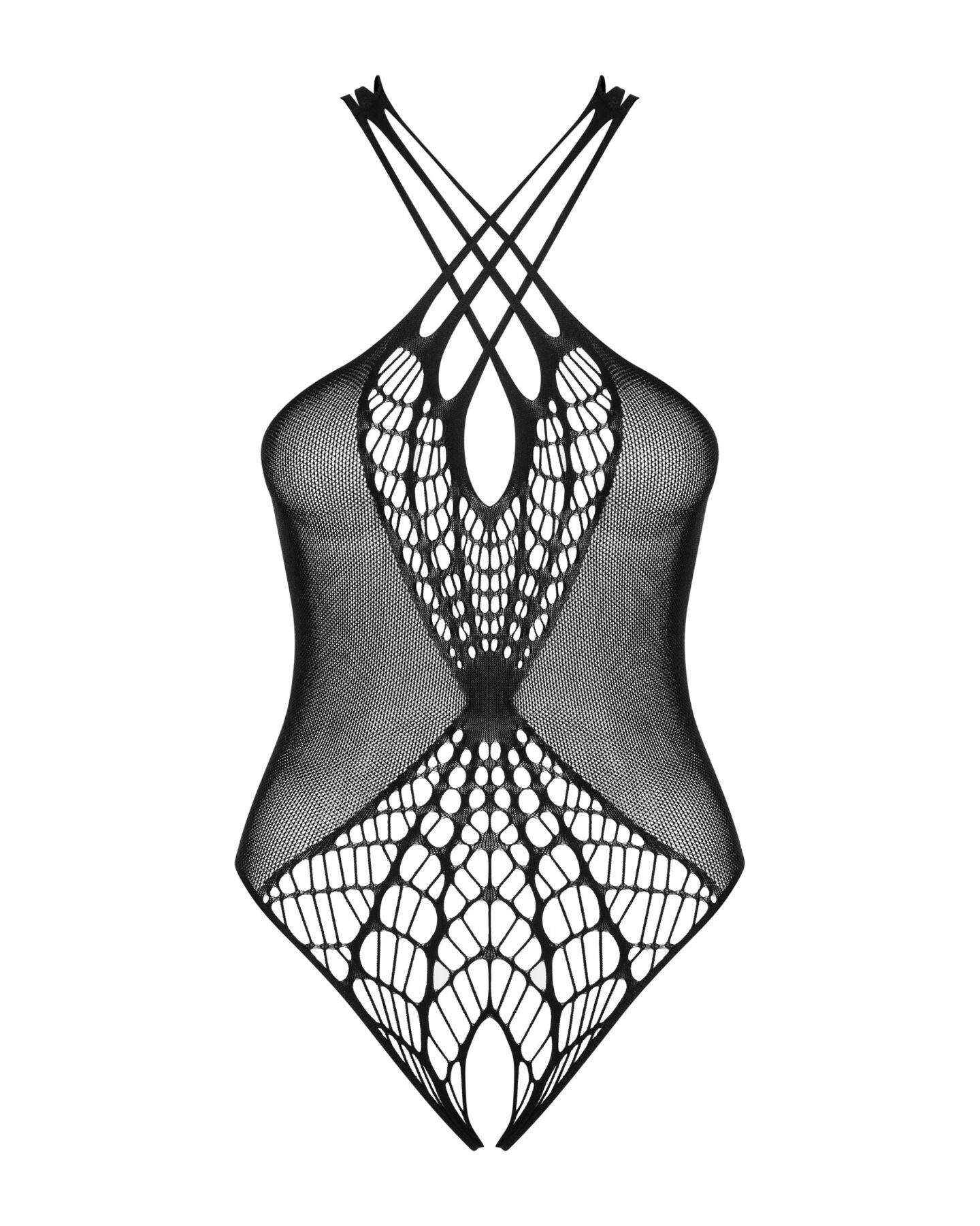 Бодістокінг з великою та дрібною сіткою Obsessive B118 teddy S/M/L, чорний, з доступом