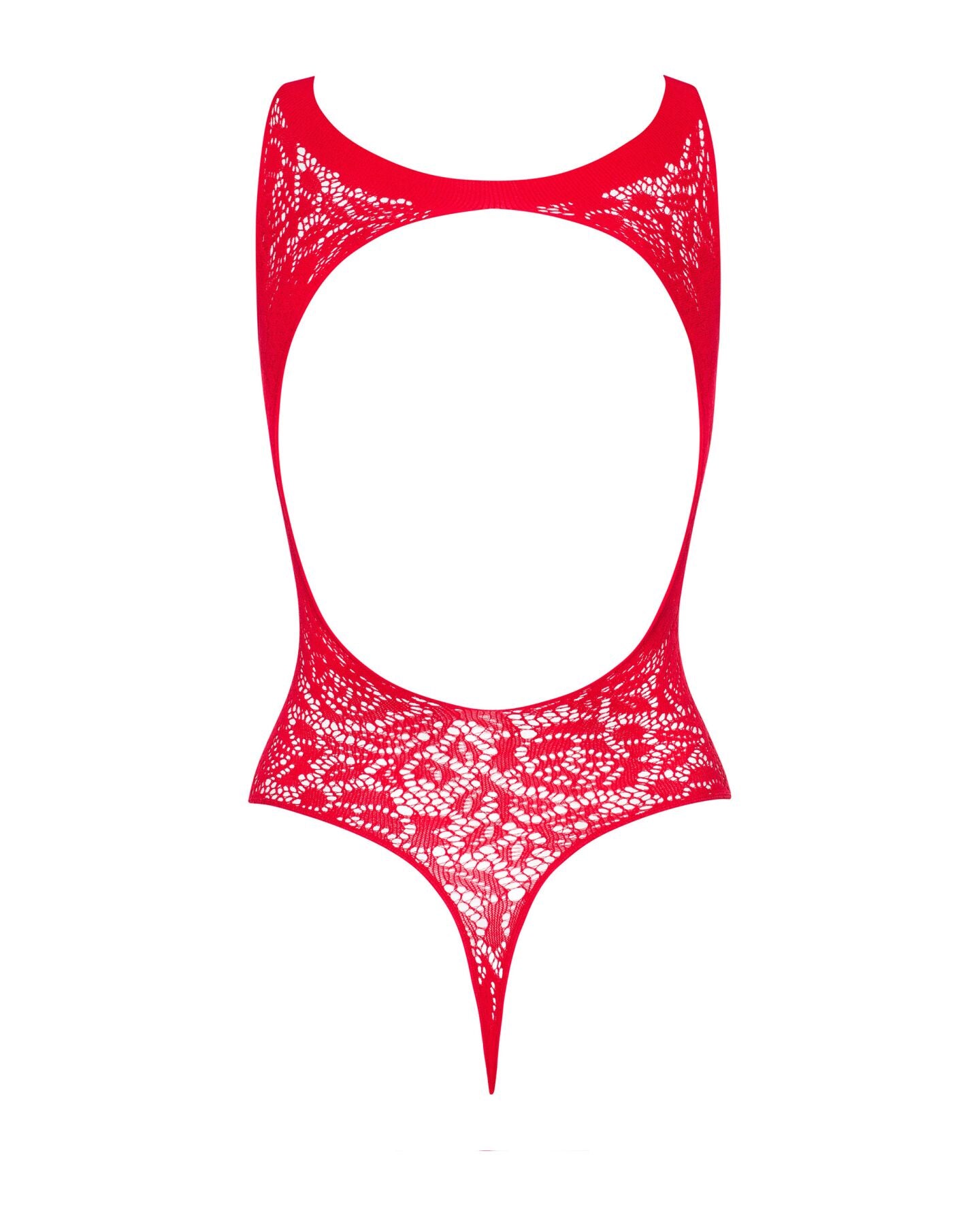 Ажурний бодістокінг із ефектом шнурівки Obsessive B120 teddy red S/M/L, червоний