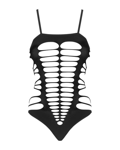 Бодістокінг із поперечними вирізами Obsessive B122 teddy S/M/L, чорний