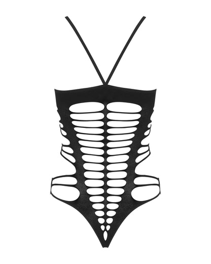 Бодістокінг із поперечними вирізами Obsessive B122 teddy S/M/L, чорний