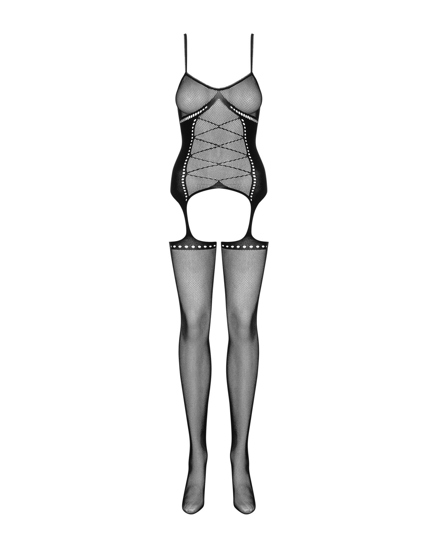 Бодістокінг Obsessive Bodystocking G314 S/M/L, імітація корсету та корсетного шнурівки