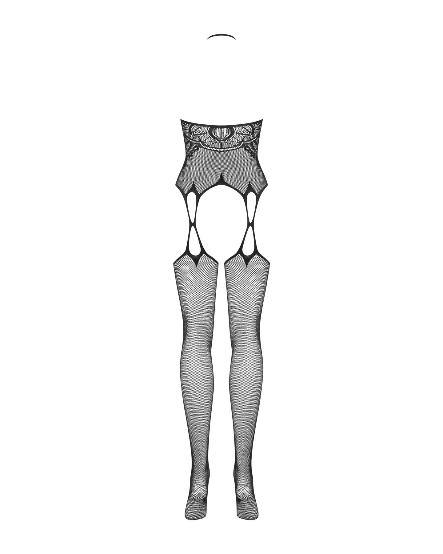 Бодістокінг Obsessive Bodystocking G316 S/M/L, квітковий декор, схрещені підв’язки