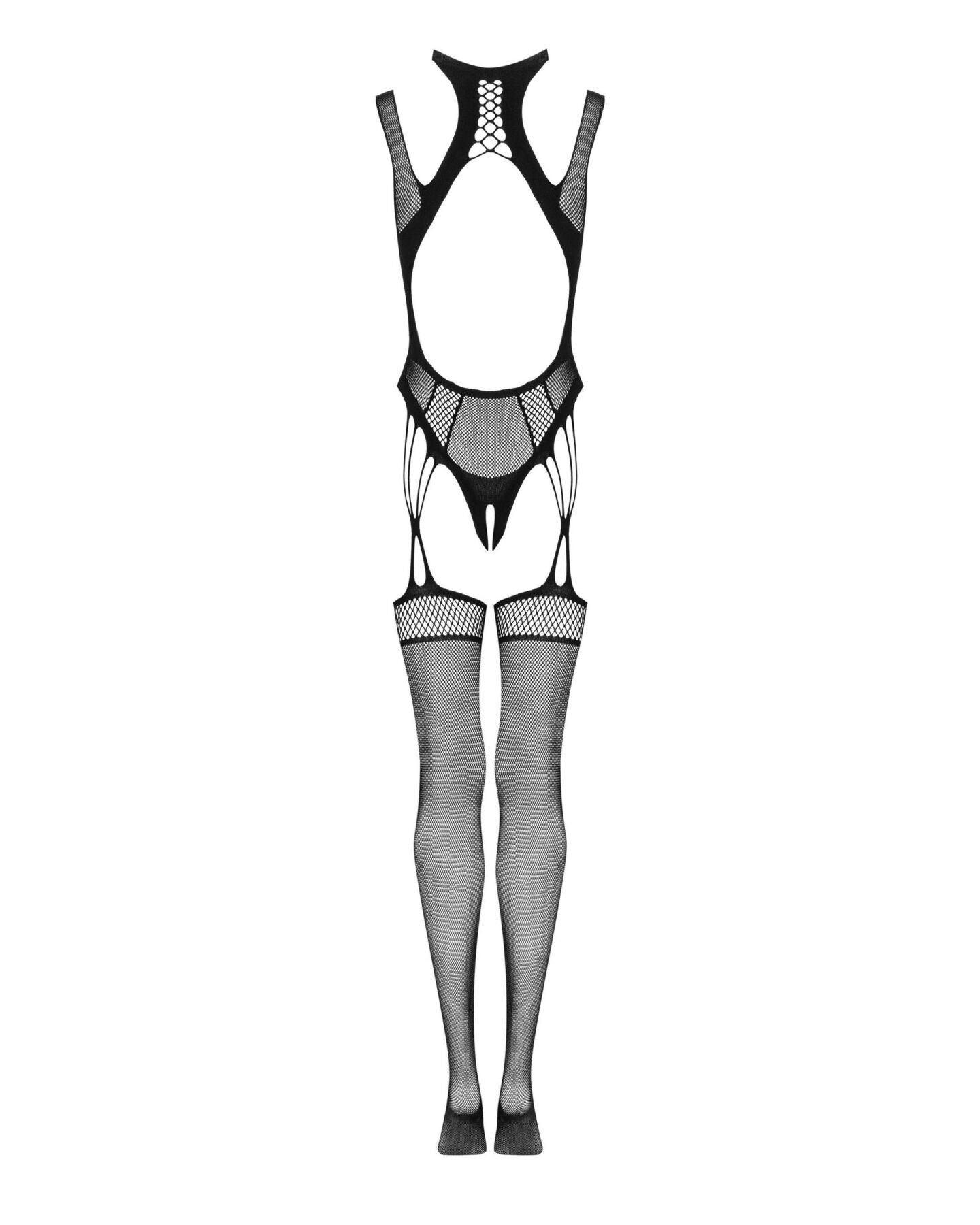 Ажурний бодістокінг з отворами Obsessive Bodystocking G327 black S/M/L, чорний, комбінезон, з доступ
