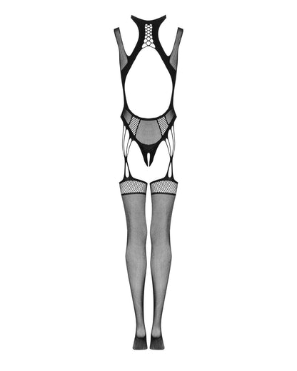 Ажурний бодістокінг з отворами Obsessive Bodystocking G327 black S/M/L, чорний, комбінезон, з доступ