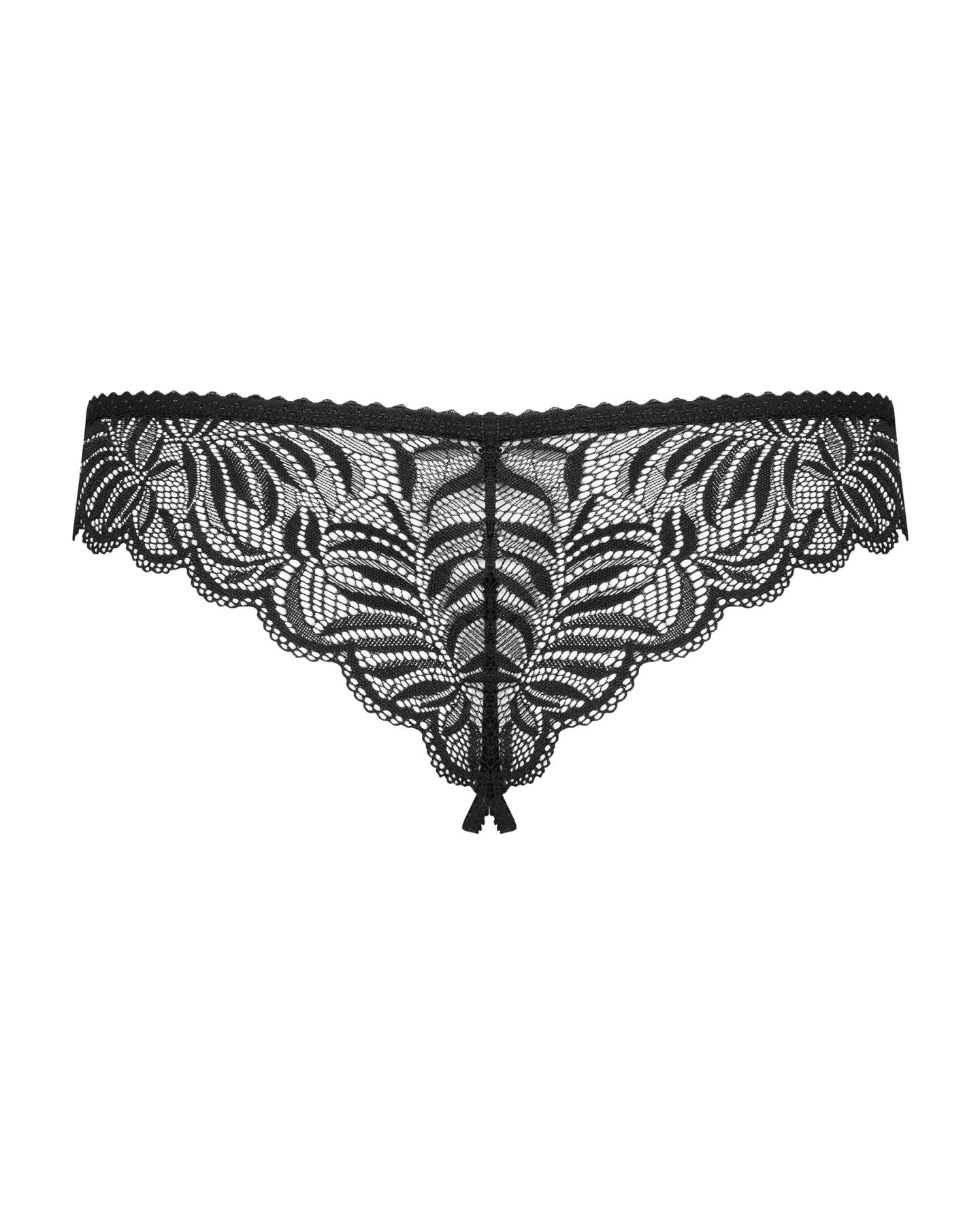 Мереживні танга з доступом Obsessive Contica crothchles thong L/XL, чорні