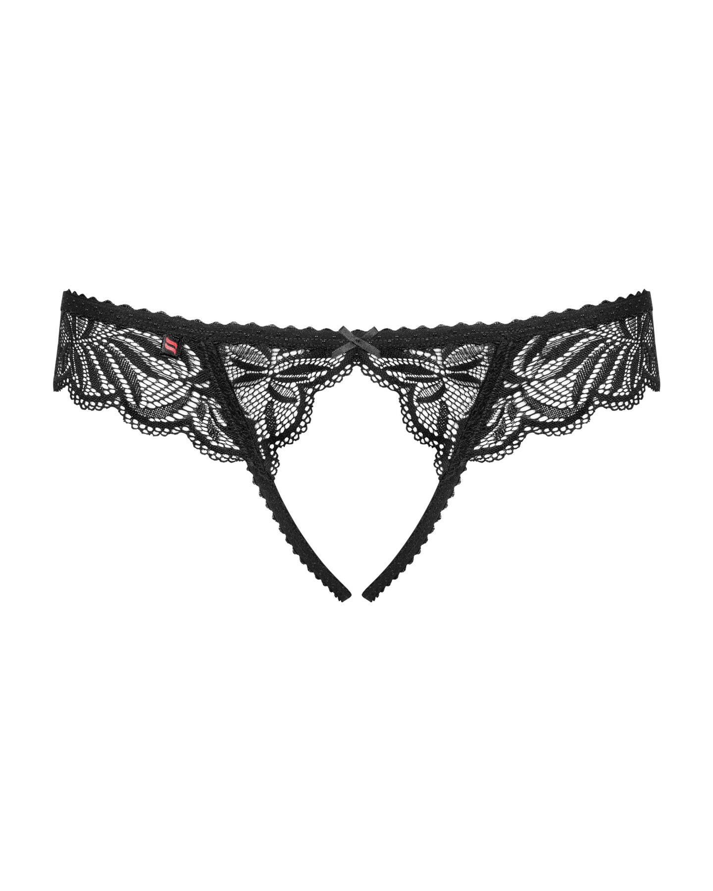 Мереживні танга з доступом Obsessive Contica crothchles thong L/XL, чорні