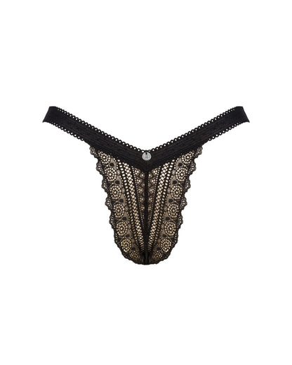 Мереживні трусики із заниженою талією Obsessive Estiqua panties M/L, чорні