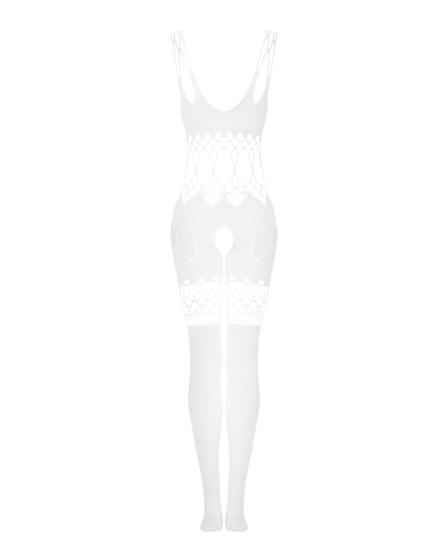 Сітчастий бодістокінг з імітацією топа та шортів Obsessive Bodystocking G330 S/M/L, white, з доступо