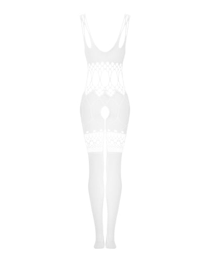 Сітчастий бодістокінг з імітацією топа та шортів Obsessive Bodystocking G330 XL/XXL, white, з доступ