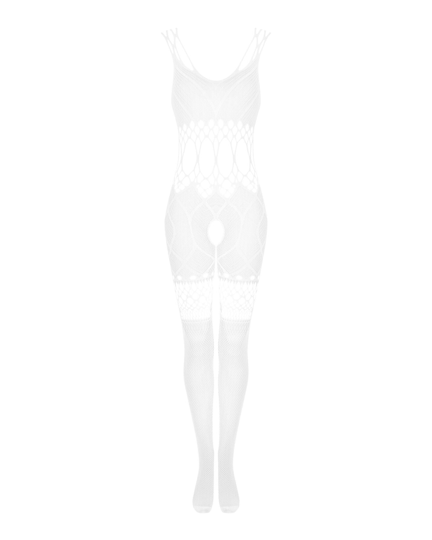 Сітчастий бодістокінг з імітацією топа та шортів Obsessive Bodystocking G330 XL/XXL, white, з доступ