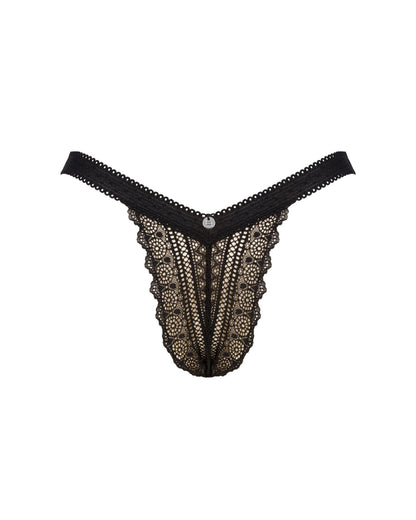 Мереживні трусики із заниженою талією Obsessive Estiqua panties XS/S, black