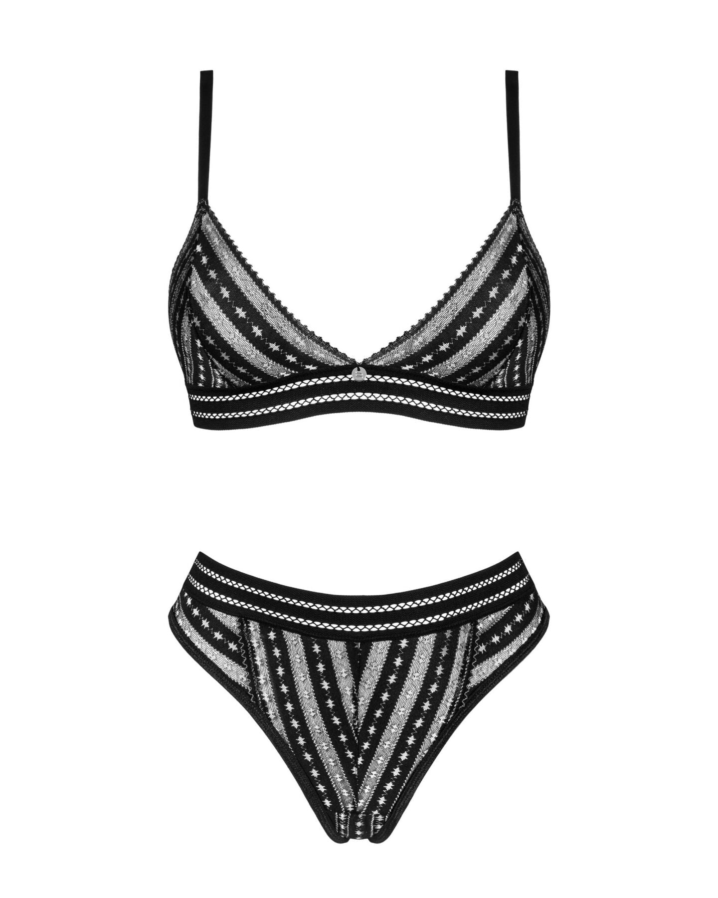 Комплект білизни Obsessive Natilya 2-pcs set M/L, black, бюстгальтер, трусики