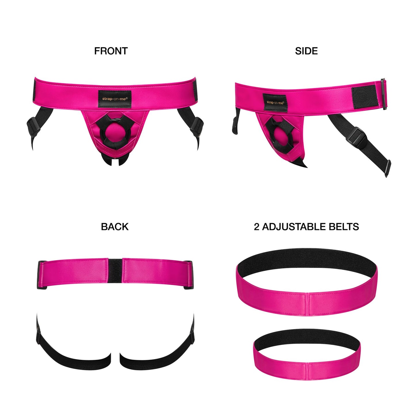 Труси для страпона Strap-On-Me Leatherette Harness Curious  Fuchsia