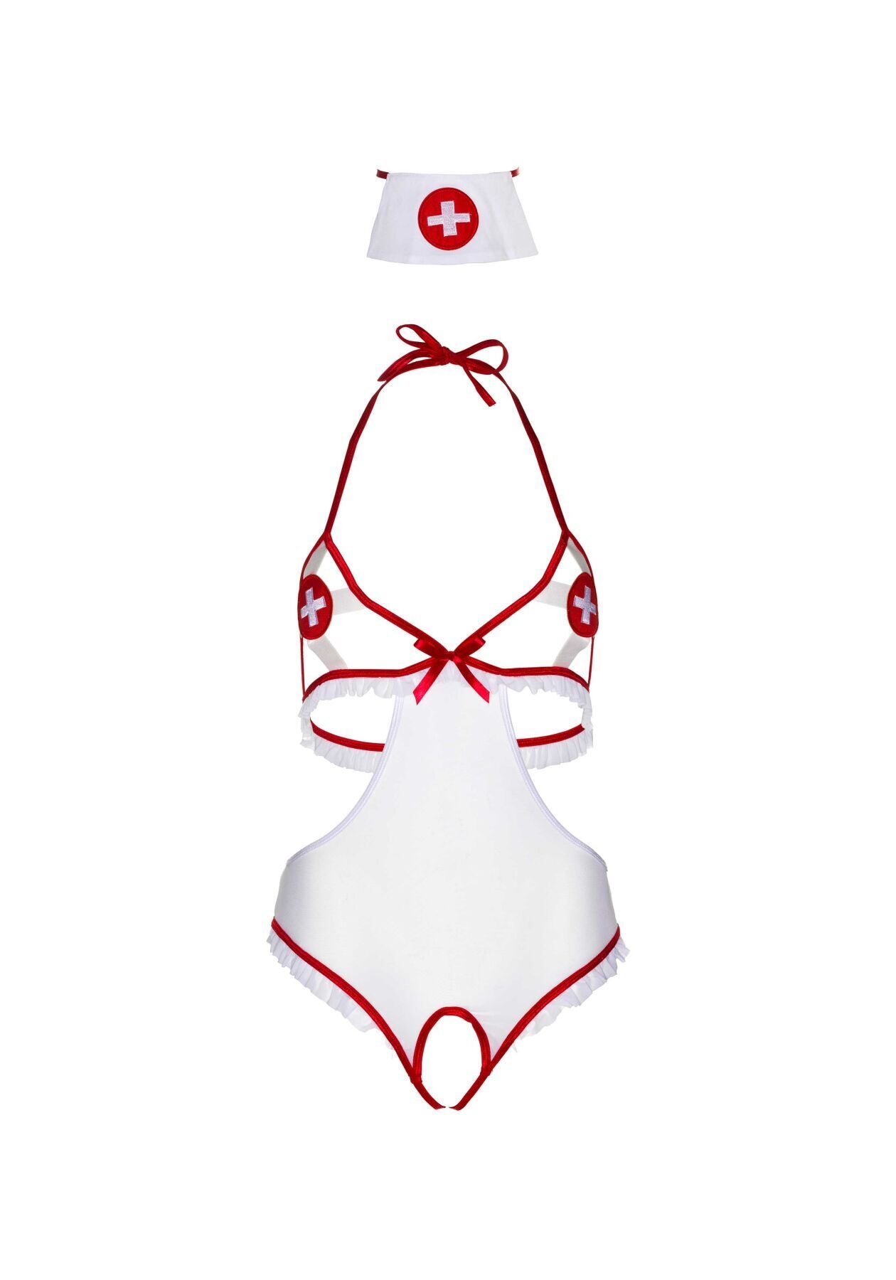 Костюм медсестри Leg Avenue Naughty Nurse, one size, боді та шапочка