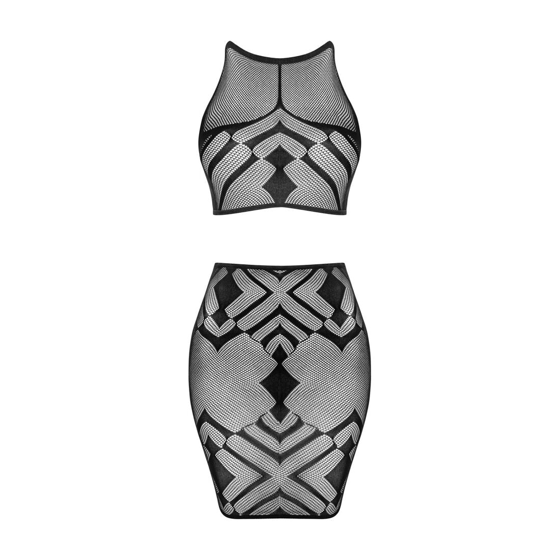 Еротичний напівпрозорий комплект Obsessive K101 top & skirt S/M/L, топ, спідниця