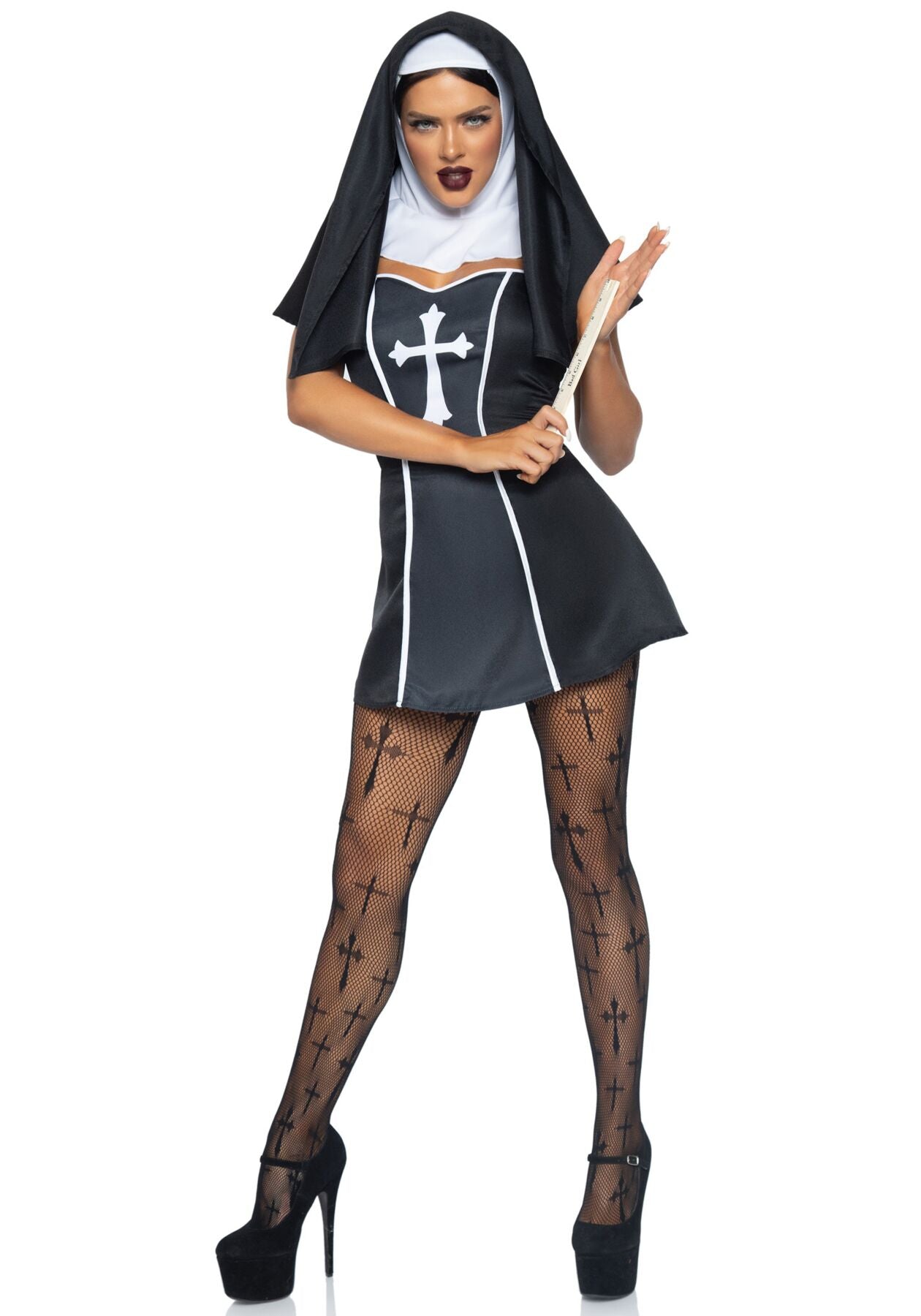 Костюм черниці Leg Avenue Naughty Nun XS, сукня, головний убір