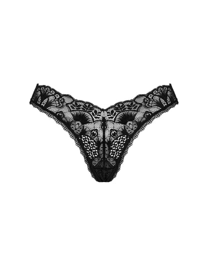 Мереживні стрінги Obsessive Donna Dream thong XL/2XL Black, низька посадка