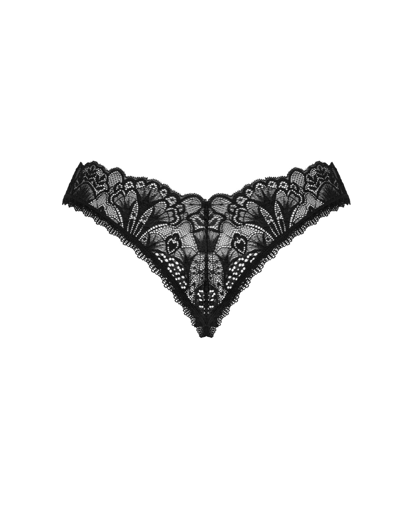 Мереживні стрінги Obsessive Donna Dream crotchless thong M/L Black, відкритий доступ