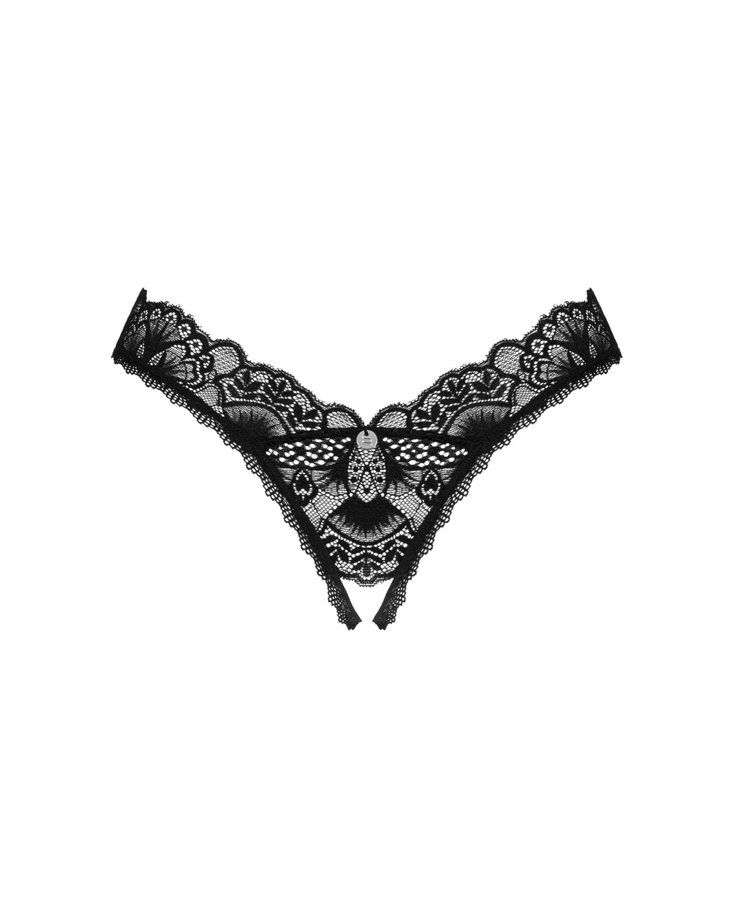 Мереживні стрінги Obsessive Donna Dream crotchless thong M/L Black, відкритий доступ