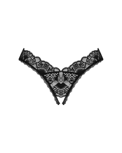 Мереживні стрінги Obsessive Donna Dream crotchless thong M/L Black, відкритий доступ