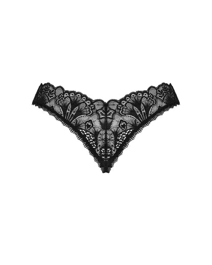 Мереживні стрінги Obsessive Donna Dream crotchless thong XL/2XL Black, відкритий доступ