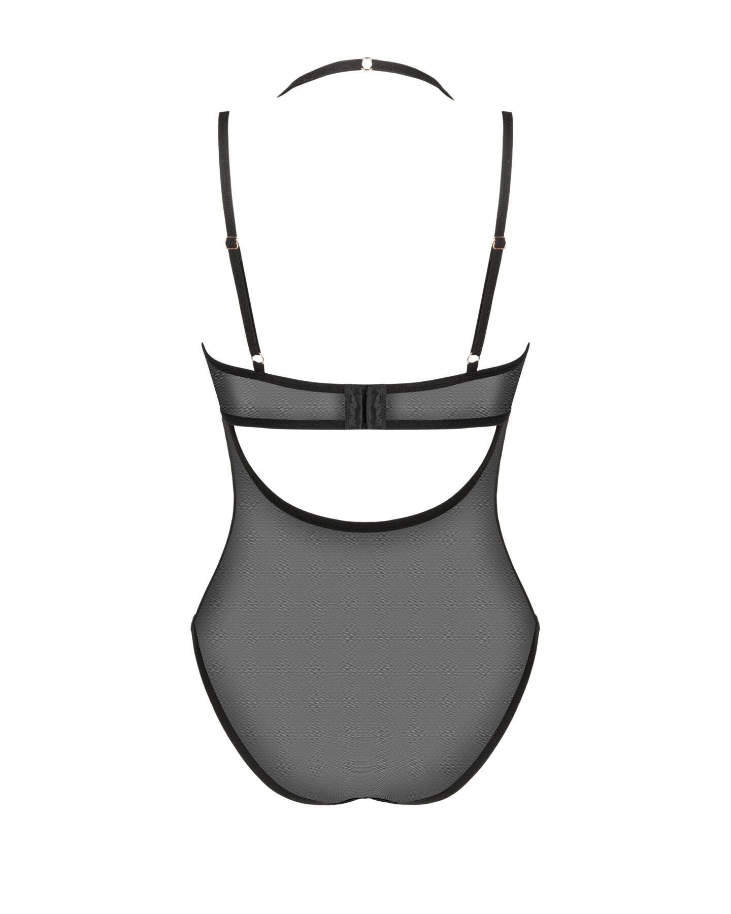 Прозоре боді Obsessive Selinne teddy M/L Black, дрібна сітка, подвійні бретелі