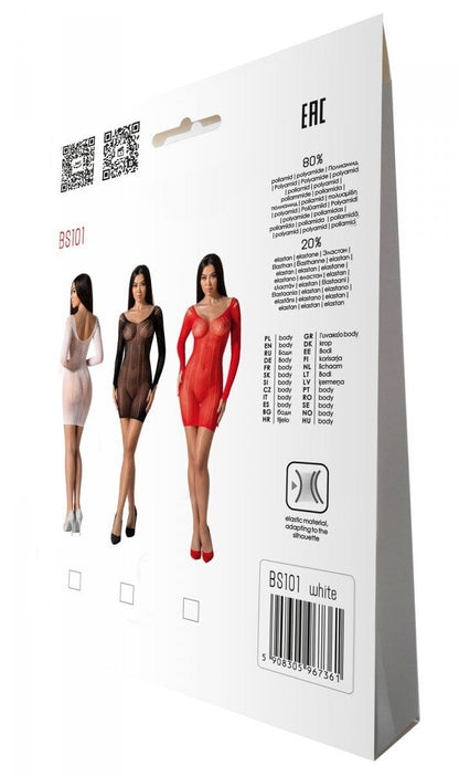 Напівпрозора мінісукня Passion BS101 One Size, white, рукава-мітенки
