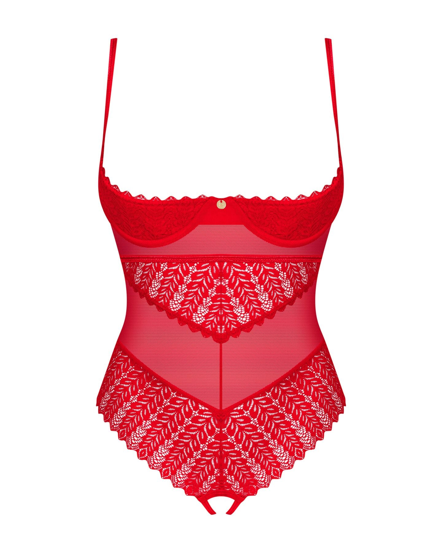 Боді з доступом Obsessive Ingridia crotchless teddy XL/2XL, червоне, відкриті груди