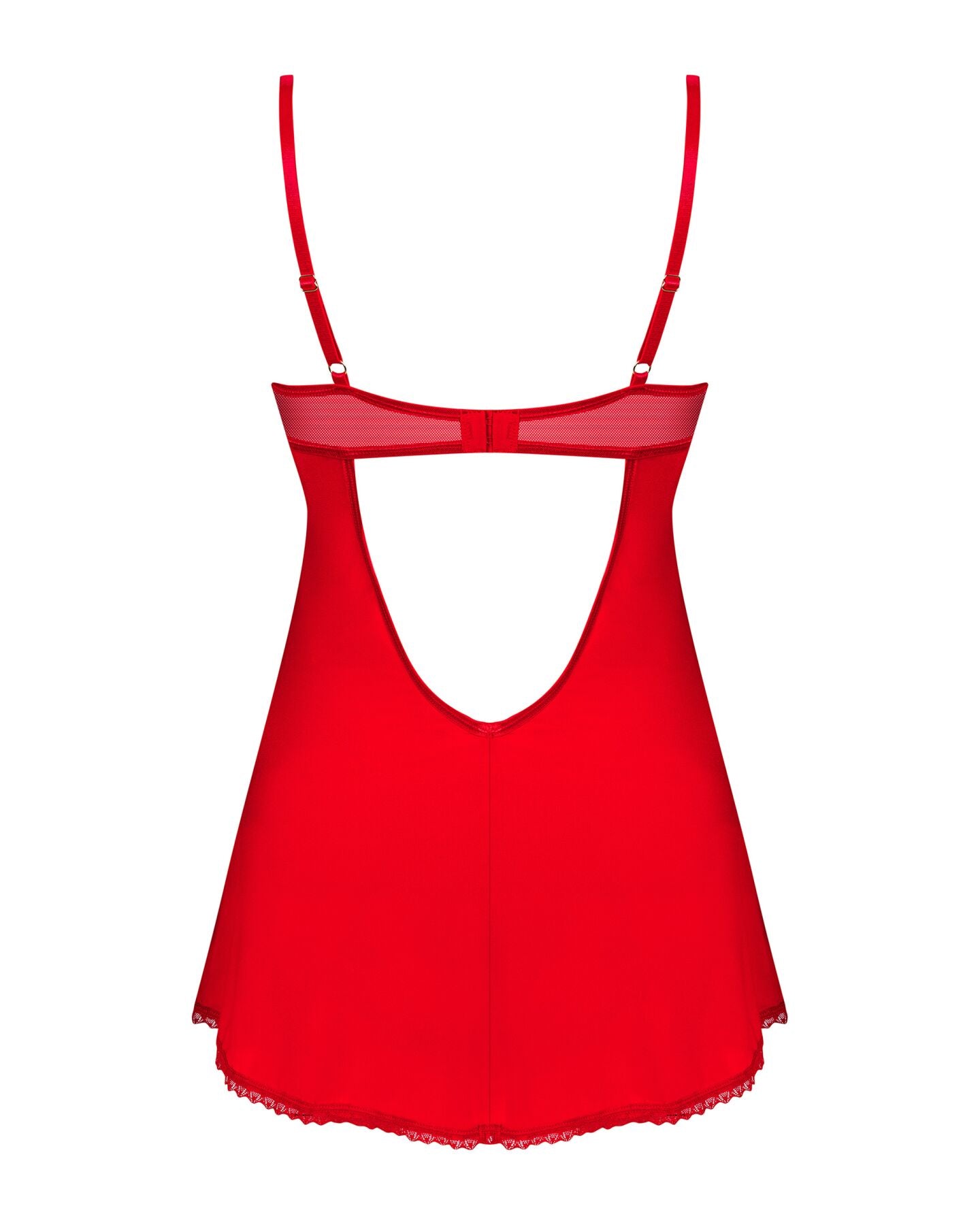 Пеньюар Obsessive Ingridia chemise & thong M/L, червоний, сорочка, стрінги