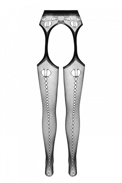 Еротичні колготки-бодістокінг Passion ECO S008 black, з імітацією панчіх та пояса